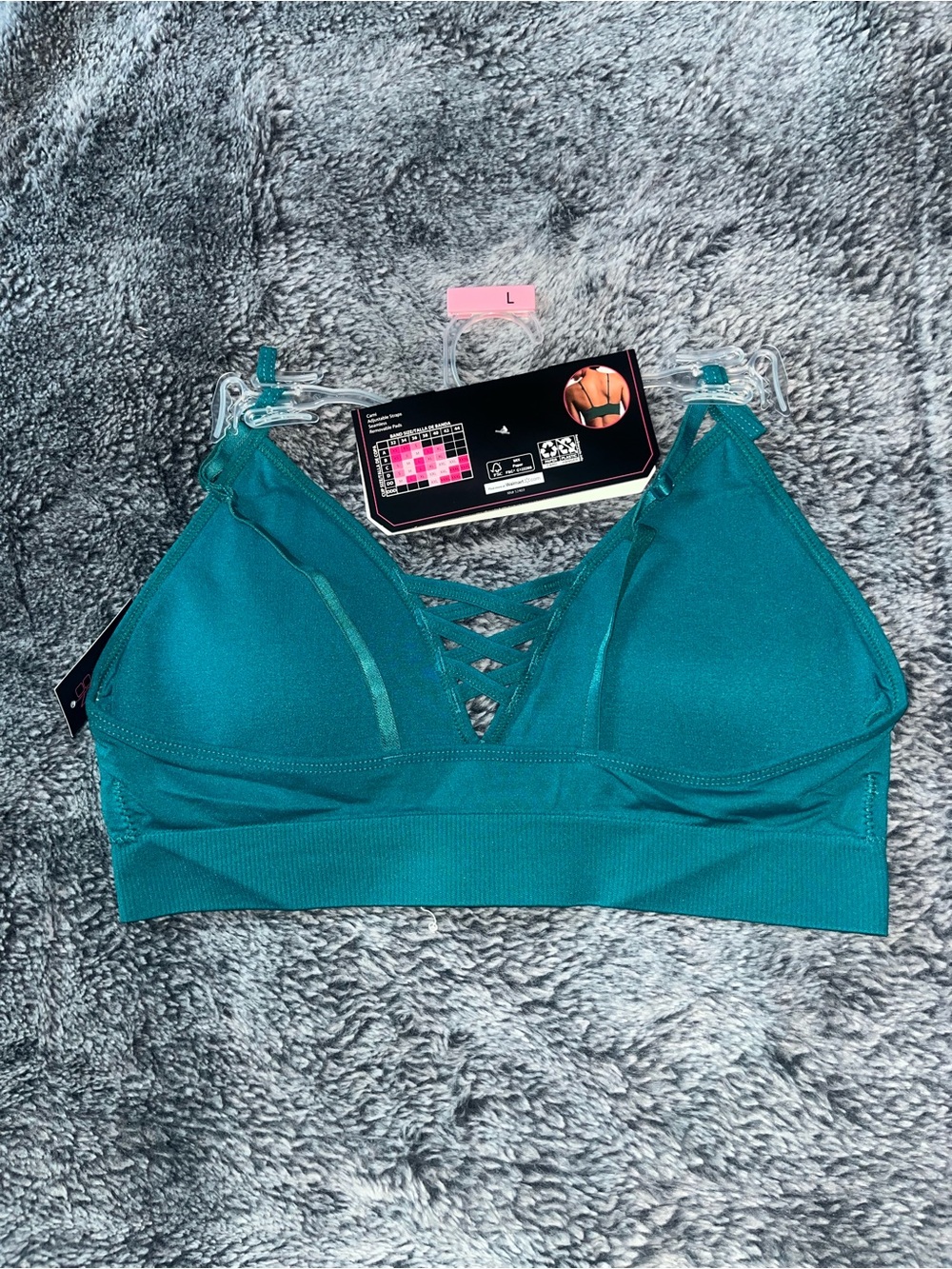 Ami Teal Lattice-Front Sports Bralette